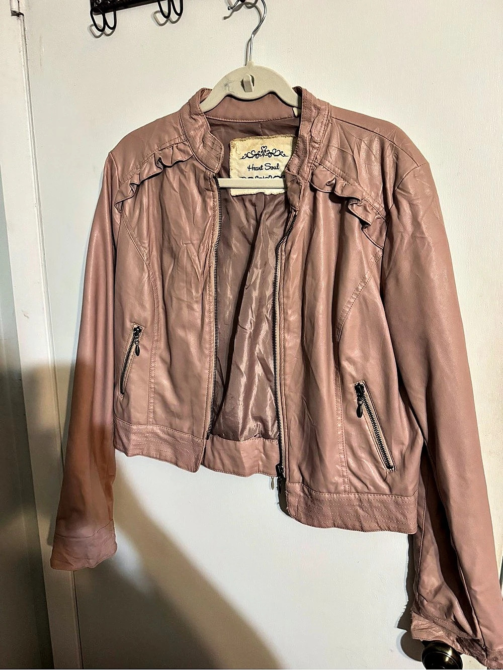 Heart Soul Faux Leather Moto Jacket XL Like New